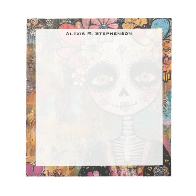 Bloc-note Monogram La Catrina Squelette avec couronne de fle (Devant)