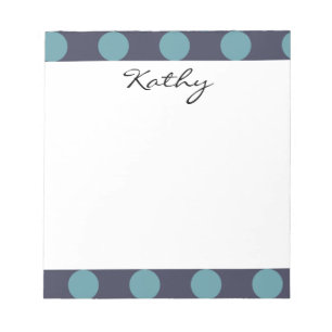 Bloc-note Monogram Marine Blue Baby Blue Polka Motif