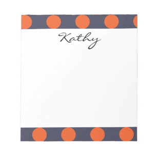 Bloc-note Monogram Marine Blue Orange Chic Polka Motif