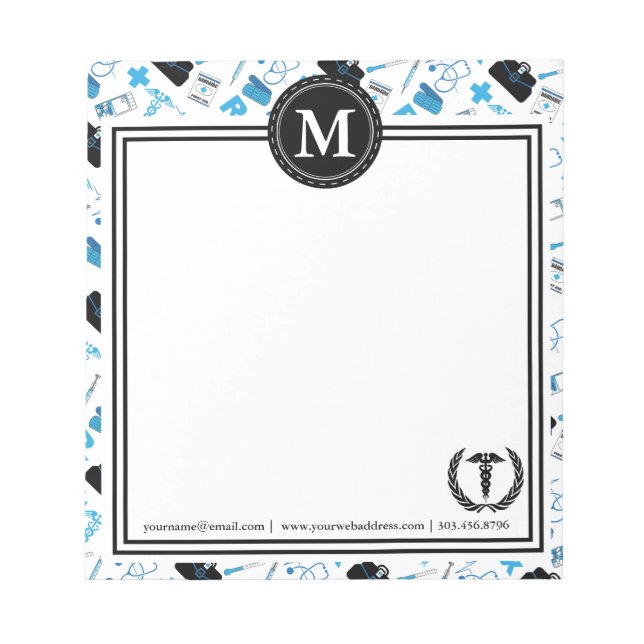 Bloc-note Monogram - Medical Design - Blue (Devant)