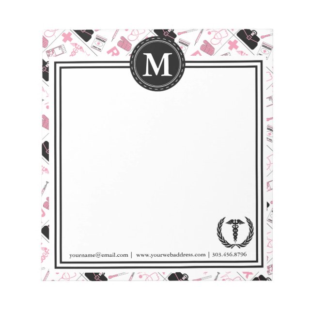 Bloc-note Monogram - Medical Design - Pink Notepad (Devant)