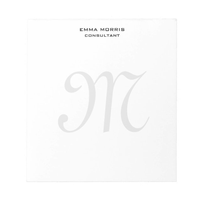 Bloc-note Monogram Modern Simple Minimalist Plain (Devant)