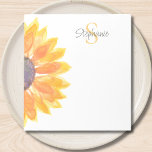 Bloc-note Monogram Name Sunflower<br><div class="desc">This floral personalized notepad features a yellow watercolor sunflower and stylish typography.
Easily customizable with your name and monogram.
Original Watercolor © Michele Davies.</div>