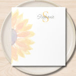 Bloc-note Monogram Name Sunflower<br><div class="desc">This floral personalized notepad features a yellow watercolor sunflower and stylish typography.
Easily customizable with your name and monogram.
Original Watercolor © Michele Davies.</div>