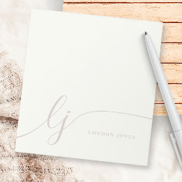 Bloc-note Monogram Pink Modern Minimal Feminine Rose Ivory