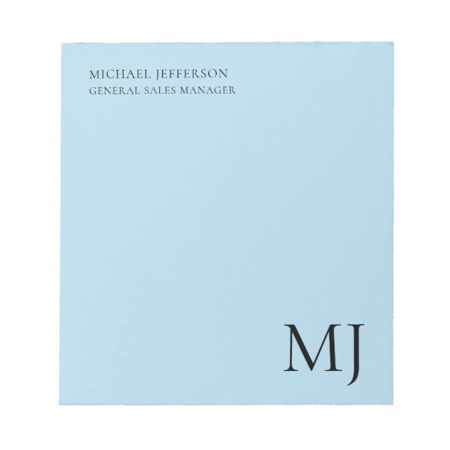 Bloc-note Monogram Plain Blue Trendy Business (Devant)