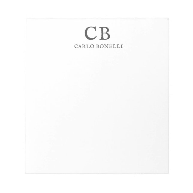 Bloc-note Monogram Professional Plain Simple Minimalist (Devant)