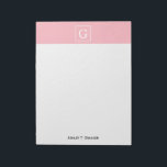 Bloc-note Monograme de Pink White Framed Initial<br><div class="desc">Monogramme initial encadré rose et blanc Un arrière - plan rose solide élégant avec une zone encadrée blanche pour votre monogramme, nom ou autre texte. Vous pouvez également modifier la police de texte, modifier la taille et la couleur de la police, déplacer le texte, etc. Si vous voulez ce design...</div>