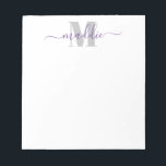 Bloc-note Monogramme à la mode, violet et gris<br><div class="desc">Ce bloc-notes amusant est doté d'un monogramme et d'un texte. Personnalisez en utilisant le formulaire modèle. Choisissez "customiser plus loin" pour le menu d'édition avancée.</div>