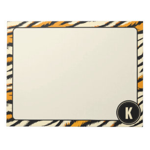 Bloc-note Monogramme à motif rayé tigre orange noir