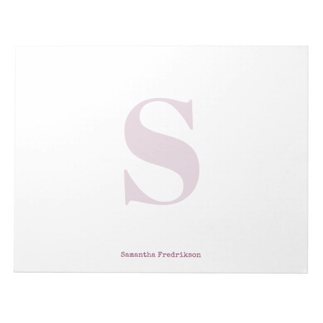 Bloc-note Monogramme à pois foncé de prune violette Stylo (Devant)