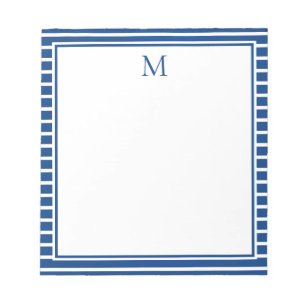 Bloc-note Monogramme à rayures bleu et blanc Preppy Navy