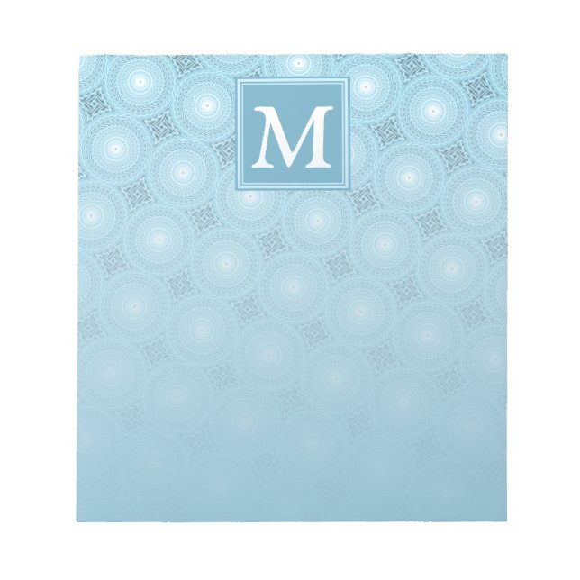 Bloc-note Monogramme ange bleu cercles motif (Devant)