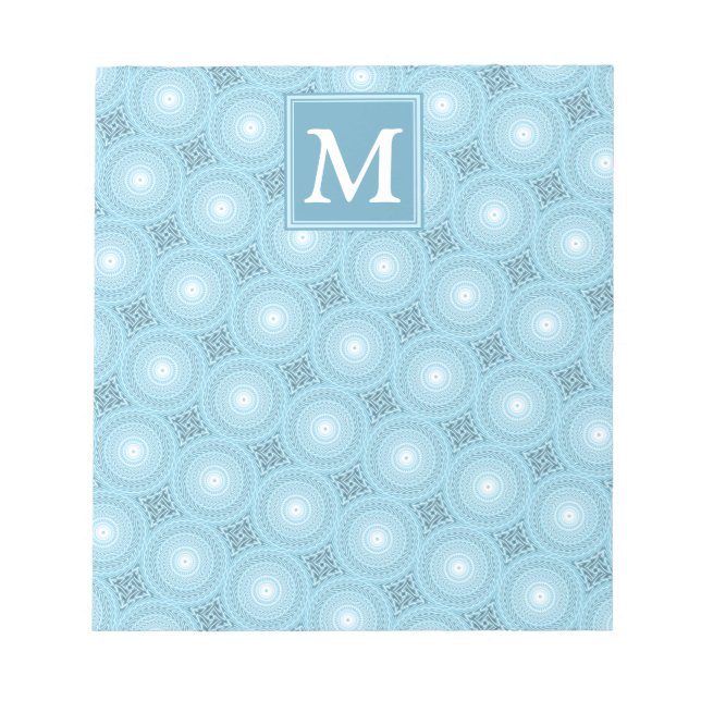 Bloc-note Monogramme ange bleu cercles motif (Devant)