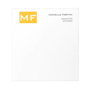 Bloc-note Monogramme Attrayant Jaune Blanc Minimaliste Moder