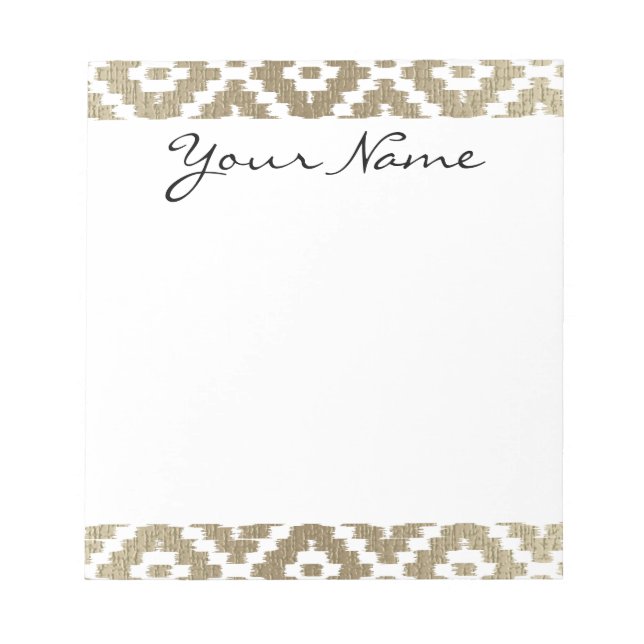 Bloc-note Monogramme Beige Aztec Tribal Ikat Diamond Motif (Devant)