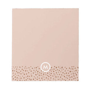 Bloc-note Monogramme beige tendance avec Boho en terre cuite