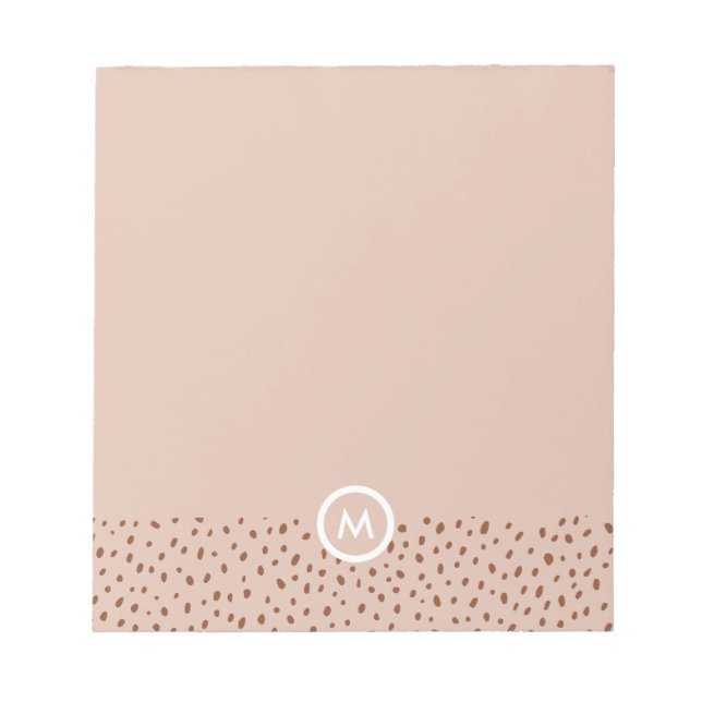 Bloc-note Monogramme beige tendance avec Boho en terre cuite (Devant)