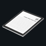 Bloc-note Monogramme blanc noir à revêtement professionnel<br><div class="desc">Un bloc-notes professionnel avec un design minimaliste dans une palette de couleurs noir et blanc. Initiale monogramme personnalisée et nom sur un simple arrière - plan blanc, encadré par une bordure noire. Personnalisez-vous en utilisant les champs fournis ou utilisez le bouton "message" pour contacter le concepteur pour obtenir de l'aide....</div>