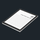 Bloc-note Monogramme blanc noir à revêtement professionnel<br><div class="desc">Un bloc-notes professionnel avec un design minimaliste dans une palette de couleurs noir et blanc. Initiale monogramme personnalisée et nom sur un simple arrière - plan blanc, encadré par une bordure noire. Personnalisez-vous en utilisant les champs fournis ou utilisez le bouton "message" pour contacter le concepteur pour obtenir de l'aide....</div>