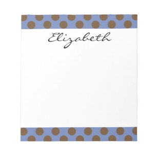 Bloc-note Monogramme Bleu Brown Cute Chic Polka Dot Motif