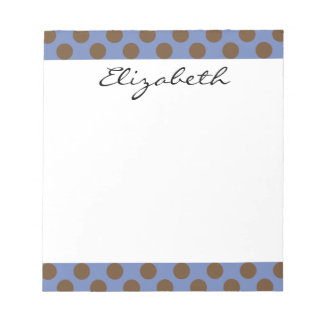 Bloc-note Monogramme Bleu Brown Cute Chic Polka Dot Motif