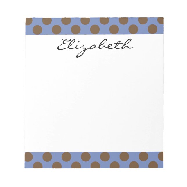 Bloc-note Monogramme Bleu Brown Cute Chic Polka Dot Motif (Devant)