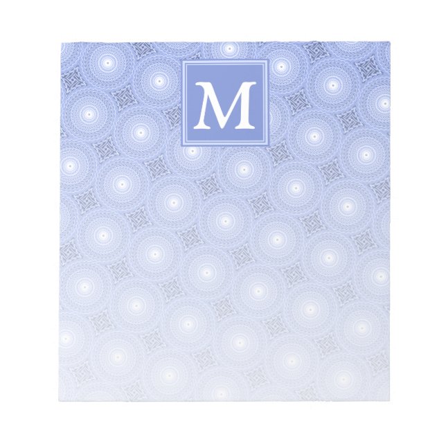 Bloc-note Monogramme bleu cercles motif (Devant)