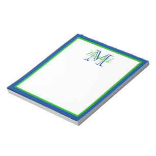 Bloc-note Monogramme bleu et vert Preppy Navy