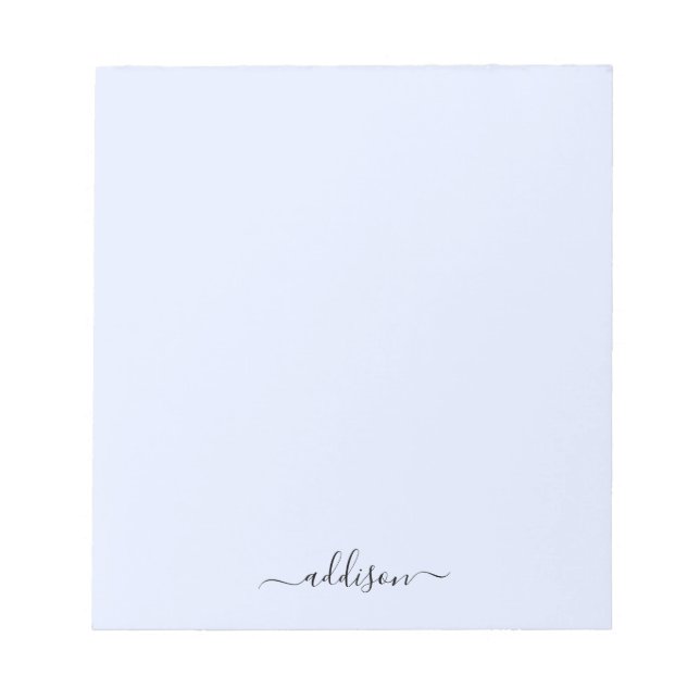 Bloc-note Monogramme Bleu Féminin Écriture Moderne Personnal (Devant)