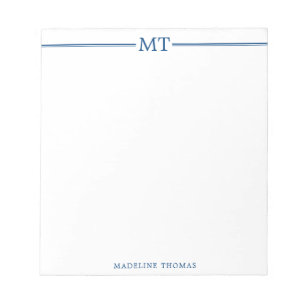 Bloc-note Monogramme bleu marine professionnel minimaliste