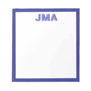 Bloc-note Monogramme bleu simple