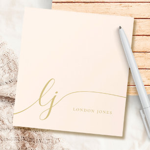Bloc-note Monogramme Blush Pink Or Moderne Minimale Feminine