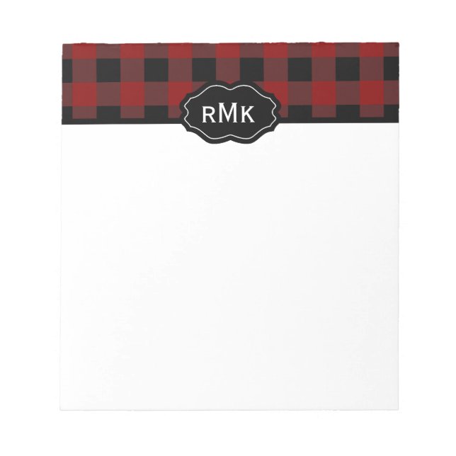Bloc-note Monogramme carreau de buffle noir et rouge (Devant)