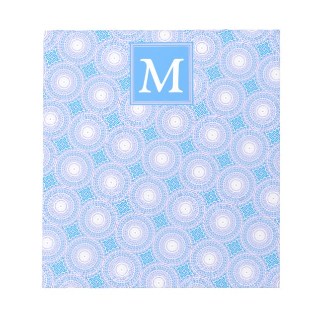 Bloc-note Monogramme Cercles bleu électrique motif (Devant)