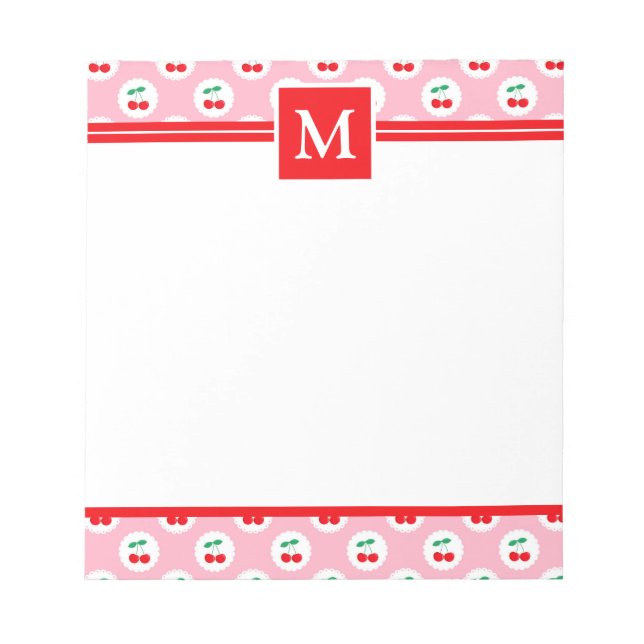 Bloc-note Monogramme Cerises d'Été (Devant)