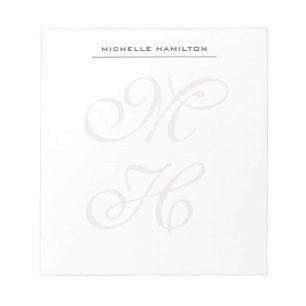 Bloc-note Monogramme Classique Professionnel Minimaliste Sim