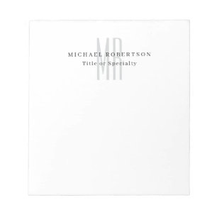 Bloc-note Monogramme Classique Professionnel Minimaliste Sim