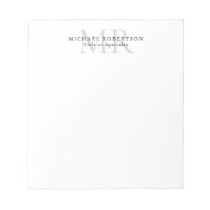 Bloc-note Monogramme Classique Professionnel Minimaliste Sim