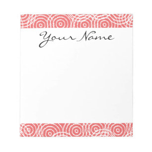 Bloc-note Monogramme Coral rose Ikat Cercles Motif géométr