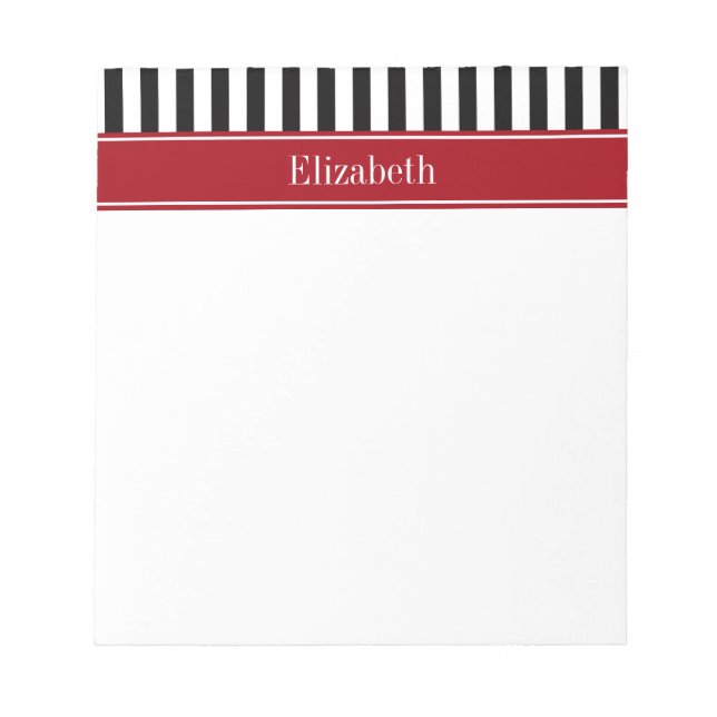 Bloc-note Monogramme Cranberry Rayure Noir Blanc (Devant)