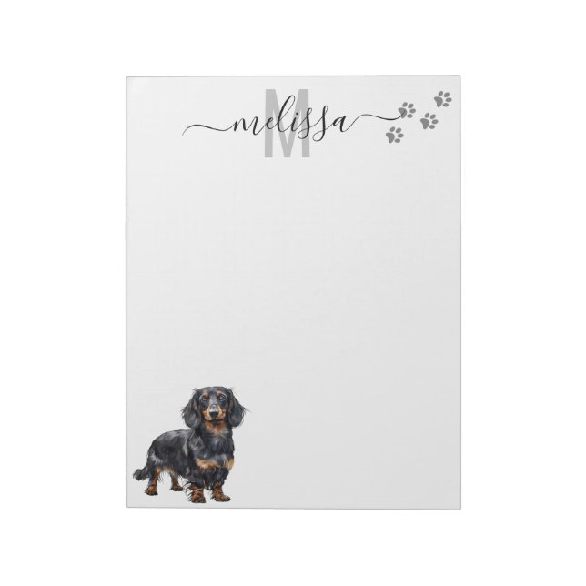 Bloc-note Monogramme Dachshund Personnalisé (Tourné)