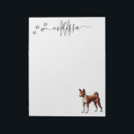 Bloc-note Monogramme d'aquarelle Basenji personnalisé<br><div class="desc">Cette conception peut être personnalisée dans la zone fournie en modifiant la photo et/ou le texte. Vous pouvez également le customiser en cliquant sur Personnaliser ce Modèle, puis en choisissant l'option cliquer pour customiser et supprimer ou modifier la couleur de l'arrière - plan, ajouter du texte, modifier la couleur ou...</div>