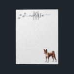 Bloc-note Monogramme d'aquarelle Basenji personnalisé<br><div class="desc">Cette conception peut être personnalisée dans la zone fournie en modifiant la photo et/ou le texte. Vous pouvez également le customiser en cliquant sur Personnaliser ce Modèle, puis en choisissant l'option cliquer pour customiser et supprimer ou modifier la couleur de l'arrière - plan, ajouter du texte, modifier la couleur ou...</div>