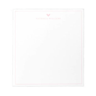 Bloc-note Monogramme de bordure de coeur rose de script mode