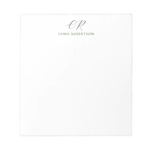 Bloc-note Monogramme de calligraphie personnalisé noir blanc