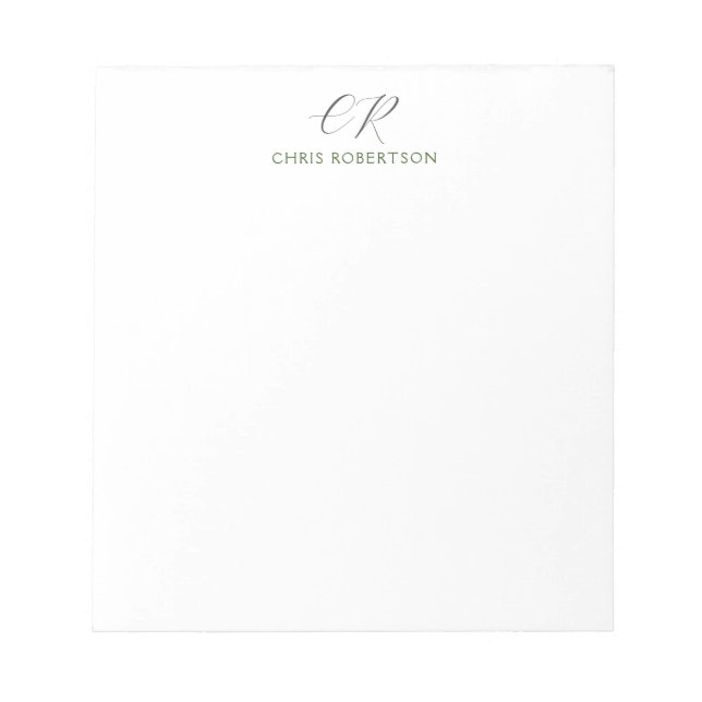 Bloc-note Monogramme de calligraphie personnalisé noir blanc (Devant)