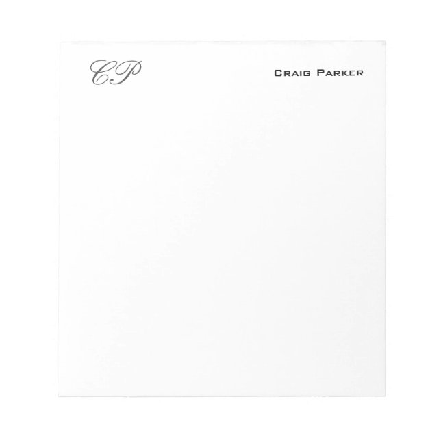 Bloc-note Monogramme de calligraphie professionnel simple (Devant)