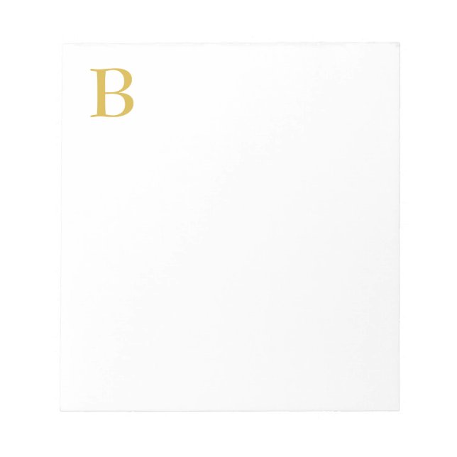 Bloc-note Monogramme de couleur or moderne avec nom initial (Devant)