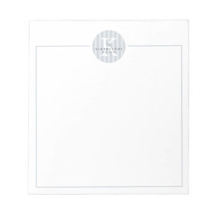 Bloc-note Monogramme de famille cercle rayé personnalisé gri